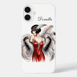 Coque Pour iPhone 16 Plus Belle dame Art Déco ajoutez votre nom 