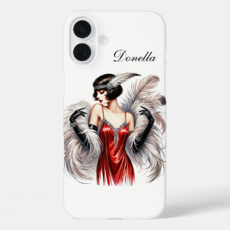 Coque Pour iPhone 16 Plus Belle dame Art Déco ajoutez votre nom 
