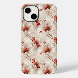 Coque Case-Mate iPhone Belle Elégante Flore Rouge Blanc