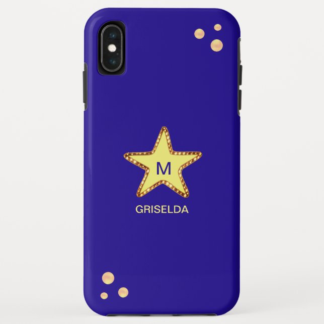 Coques Case-Mate iPhone Belle Étoile Dorée Brillante sur Fond Bleu (Dos)