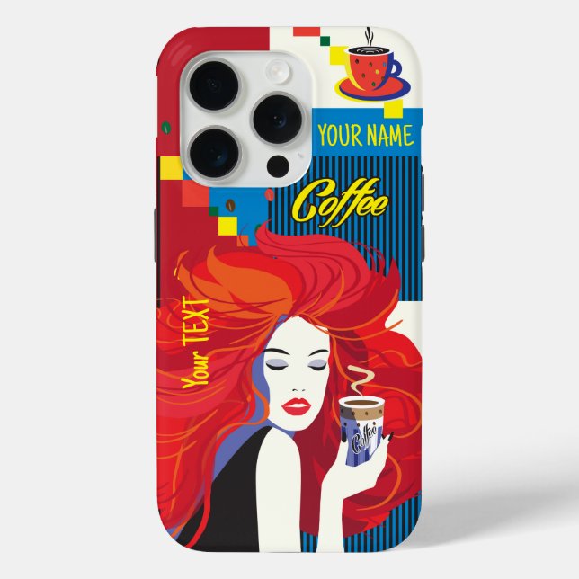 Coques Case-Mate iPhone Belle Fashion Woman et café POP-ART tendance (Verso)