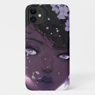 Case-Mate iPhone Case Belle femme noire aux fleurs violettes
