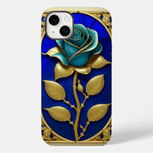 Coque Case-Mate iPhone Belle fenêtre en verre de couleur avec Rose bleu