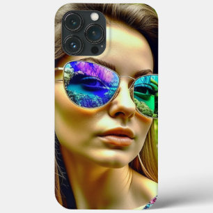 Case-Mate iPhone Case Belle fille avec lunettes de soleil Fleurs de réfl