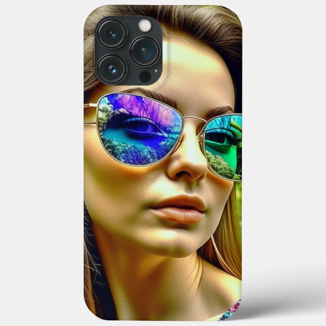 Coques Case-Mate iPhone Belle Fille avec Reflet de Lunettes de Soleil Fleu (Verso)