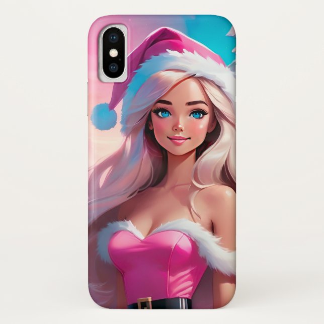 Coques Case-Mate iPhone Belle fille de Noël rose 01 (Dos)