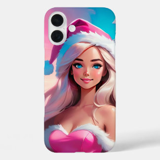 Coque Pour iPhone 16 Plus Belle Fille de Noël Rose 01