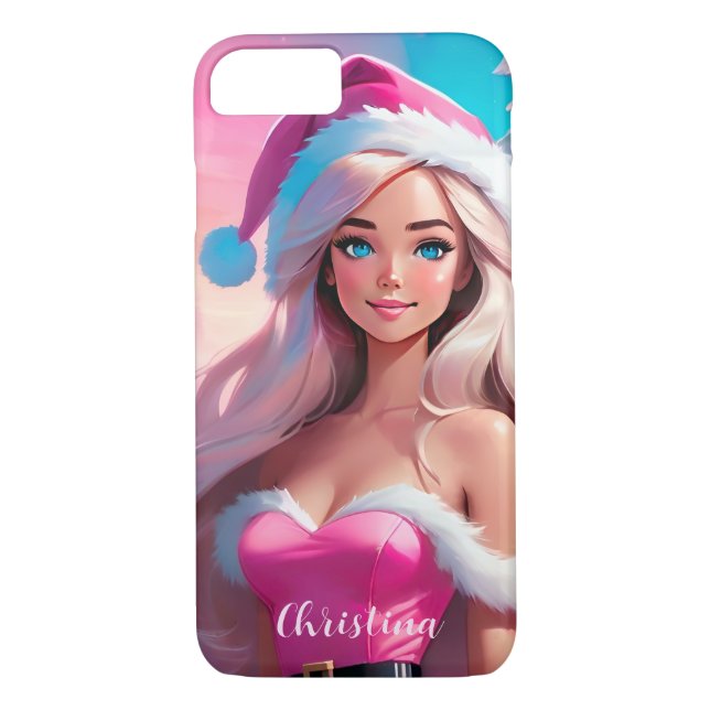 Coques Case-Mate iPhone Belle fille de Noël rose 01 (Dos)