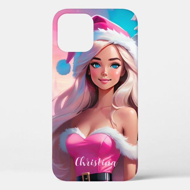 Coques Case-Mate iPhone Belle fille de Noël rose 01 (Verso)