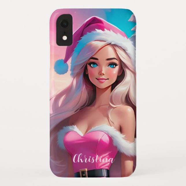 Coques Case-Mate iPhone Belle fille de Noël rose 01 (Dos)