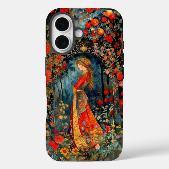 Coques Case-Mate iPhone Belle fille de peinture folklorique (Verso)