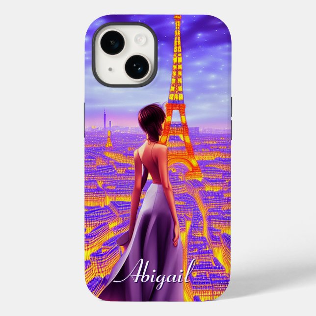Coques Case-Mate iPhone Belle fille personnalisée Tour Eiffel Paris (Verso)