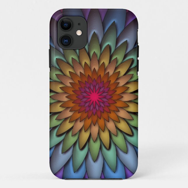 Coques Case-Mate iPhone Belle Fleur Arc-en-Ciel Brillante (Dos)