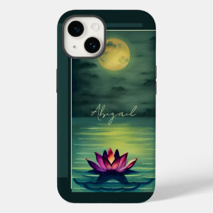 Coque Case-Mate iPhone Belle Fleur et Pleine lune Lotus personnalisée