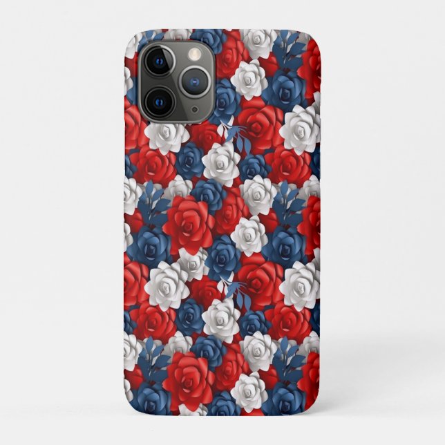 Coques Case-Mate iPhone Belle Fleur Rouge Blanc Bleu Jardin Floral USA (Dos)