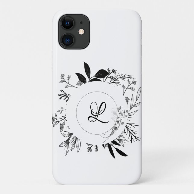 Coques Case-Mate iPhone Belle Fleurs Sauvages Monogramme Doodle (Dos)