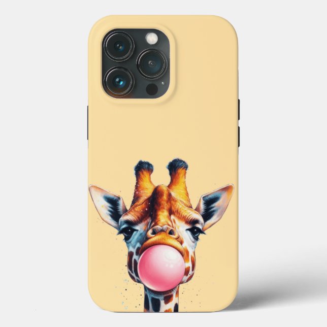 Coques Case-Mate iPhone belle girafe soufflant bubblegum (Verso)
