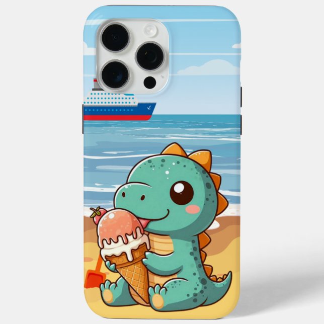 Coques Case-Mate iPhone Belle glace manger dino à la plage (Verso)