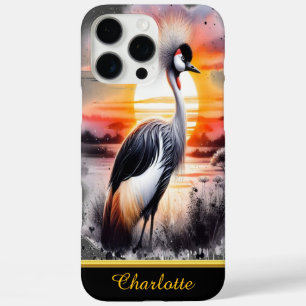 Coque iPhone 16 Pro Max Belle grue couronnée au coucher du soleil dans la