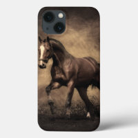Belle housse de coussin de cheval brun