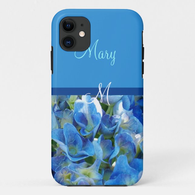 Coques Case-Mate iPhone Belle housse de fleur d'hortensia bleu (Dos)