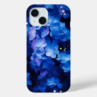 Coque Case-Mate iPhone Belle Hydrangée Bleue Fleurs en Nuit