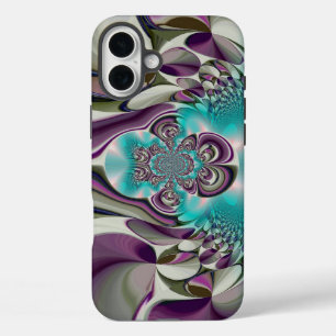 Coques iPhone 16 Plus Belle impression Angélique Purple et Cyan Abstrait