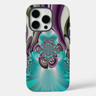 Coque iPhone 16 Pro Belle impression Angélique Purple et Cyan Abstrait