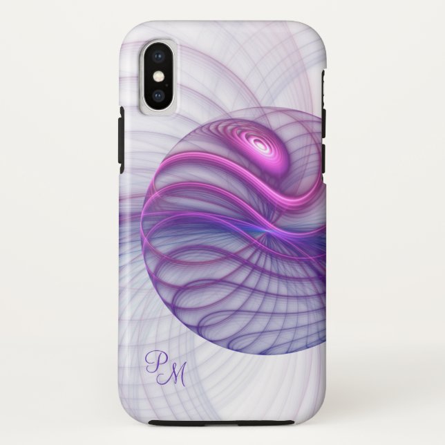 Coques Case-Mate iPhone Belle Initiales Abstraites Fractales Roses Moderne (Dos)