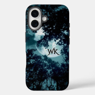Coque Pour iPhone 16 Belle Lune Lumineuse Bien Que Les Arbres Monogramm