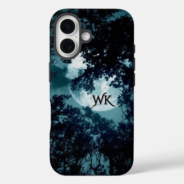 Coques Case-Mate iPhone Belle Lune Lumineuse Bien Que Les Arbres Monogramm (Verso)