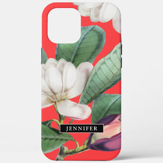 Coques Case-Mate iPhone Belle Magnolia Blossoms Botanique avec nom (Verso)