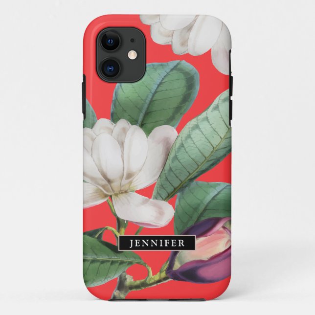 Coques Case-Mate iPhone Belle Magnolia Blossoms Botanique avec nom (Dos)