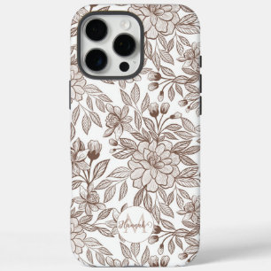 Coque iPhone 16 Pro Max Belle Mocha Mousse Vintage Floral