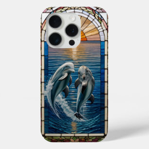 Coque Case-Mate iPhone Belle œuvre d'art en verre coloré avec des dauphin