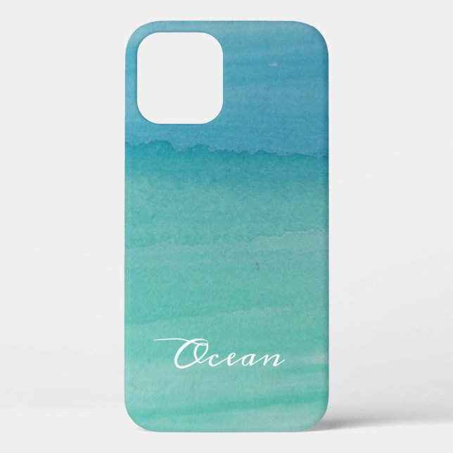 Coques Case-Mate iPhone Belle peinture d'aquarelle bleu turquoise personna (Verso)