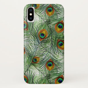 Coque iPhone X Belle plume verte de paon