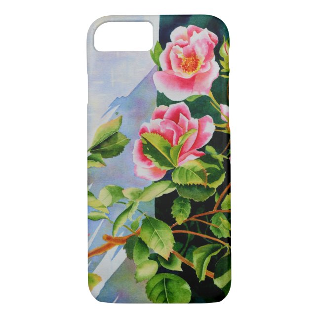 Coques Case-Mate iPhone Belle rose rose rouge roses blanc aquarelle floral (Dos)
