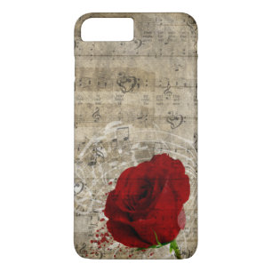 Coques Pour iPhone Belle rose rouge notes piano tourbillonné