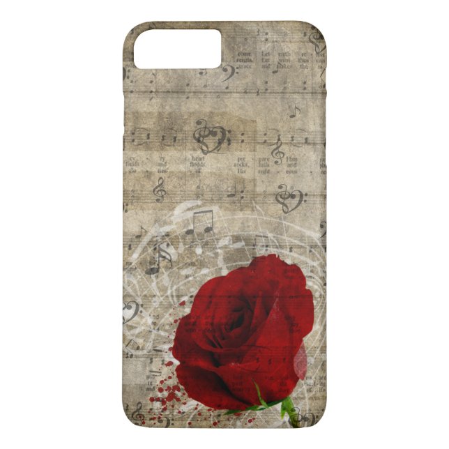 Coques Case-Mate iPhone Belle rose rouge notes piano tourbillonné (Dos)