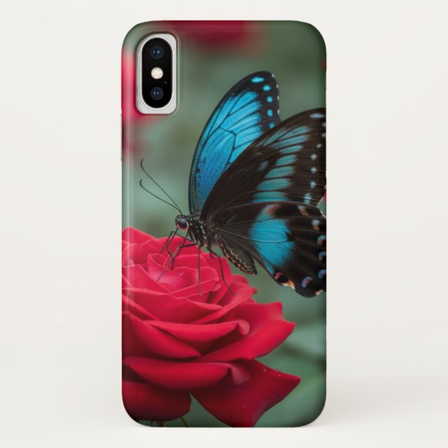 Coques Case-Mate iPhone Belle Rose Rouge Papillon - (Dos)