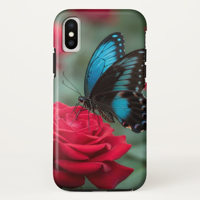 Coques Case-Mate iPhone Belle Rose Rouge Papillon - (Dos)