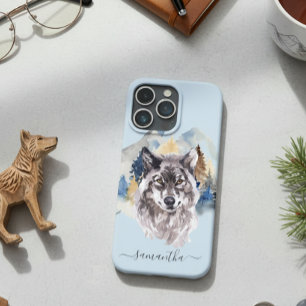 Case-Mate iPhone Case Belle Tête de loup Aquarelle Forêt Monogramme