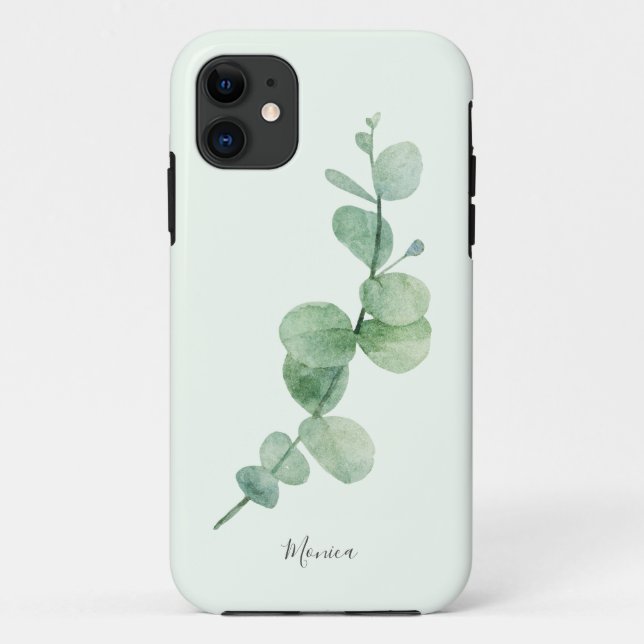 Coques Case-Mate iPhone Belle végétation minimale d'eucalyptus, nom person (Dos)
