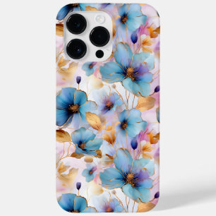 Coque Case-Mate iPhone Belles fleurs bleues Alcool Encre Pastel
