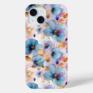 Coque Case-Mate iPhone Belles fleurs bleues Encre d'alcool dans les paste