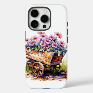 Coque iPhone 16 Pro Belles Fleurs D'Aster Dans Un Baril De Roue