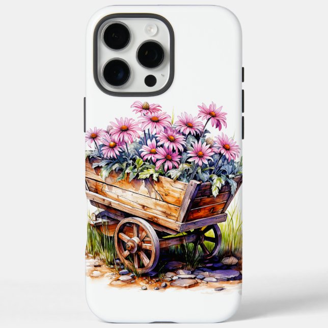 Coques Case-Mate iPhone Belles fleurs d'aster dans un tonneau à roue (Verso)