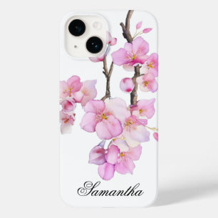 Coque Case-Mate iPhone Belles fleurs de cerisier à l'aquarelle rose en éc