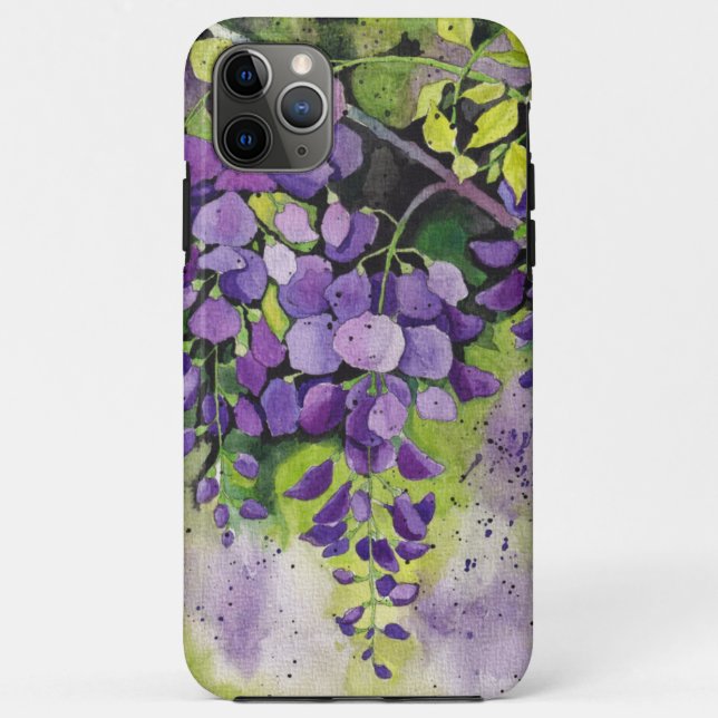 Coques Case-Mate iPhone Belles Fleurs De Wisteria En Aquarelle (Dos)